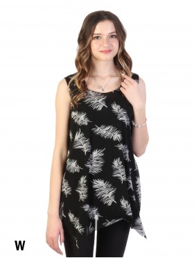 Feather Print Layered Chiffon Top